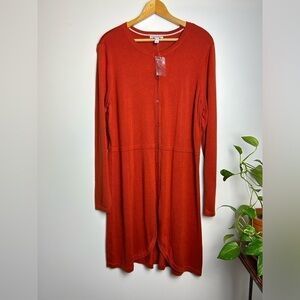 Isaac Mizrahi live red-Orange Button Down Long Sleeve Mid dress‎ Sz L